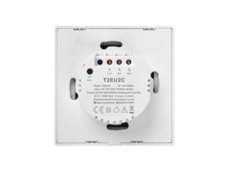 Smart Switch WiFi + RF 433 Sonoff T2 EU TX (2 kanāli)