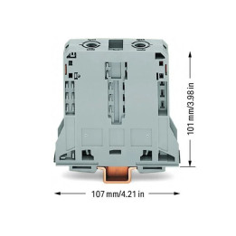 2-pole spring clamp connector CU 25-95mm² gray DIN rail