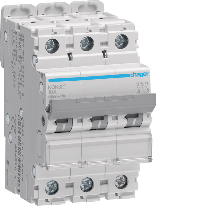 Hager NQN325 MCB 3P 25A B-25kA 3-Module