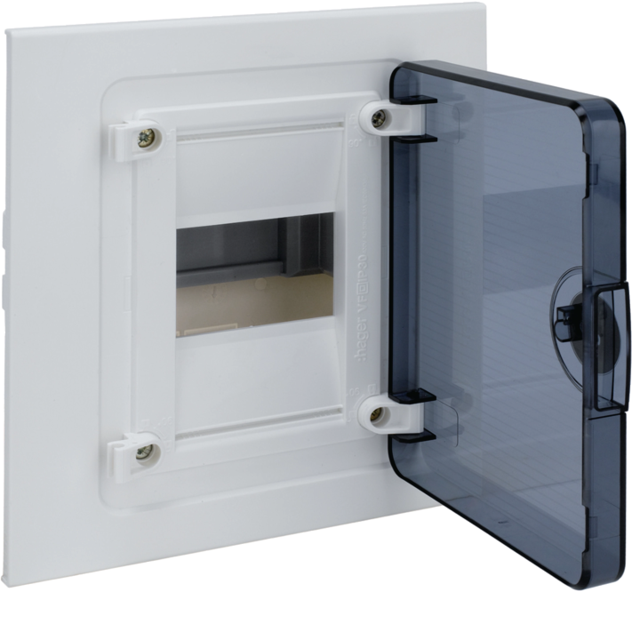 Hager VF104TD Flush-Mounted Distribution Board, 4 Modules, Transparent Door, IP30
