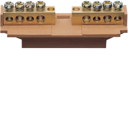 Hager KM08L Brass Distribution Block, 4x10 mm² / 4x16 mm², 1-Phase