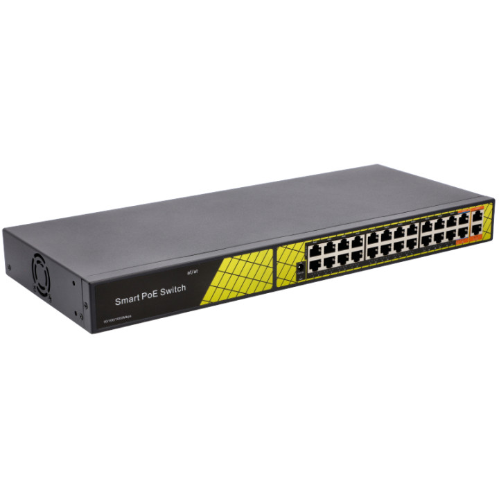 VidiLine VIDI-F2420GB_V2 24-Port PoE Switch with 2x RJ45 Uplink, 300W PoE Budget