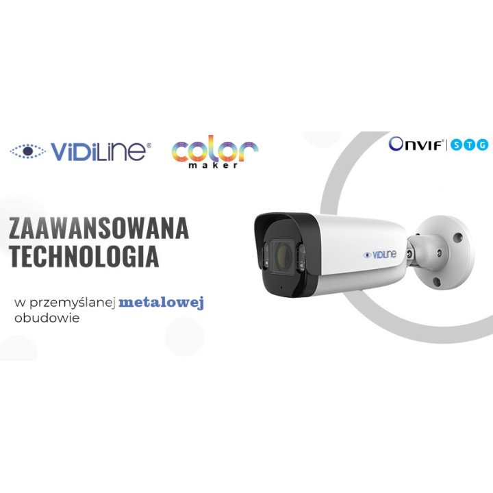 VidiLine VIDI-IPC-44B 4MP IP Bullet Camera with Color Maker, 4mm Lens