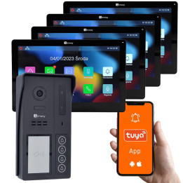 Genway KIT-F-S64-4X-V13-C 4-Family Video Intercom Kit with 4x 7" Touch Monitors, WiFi & Tuya