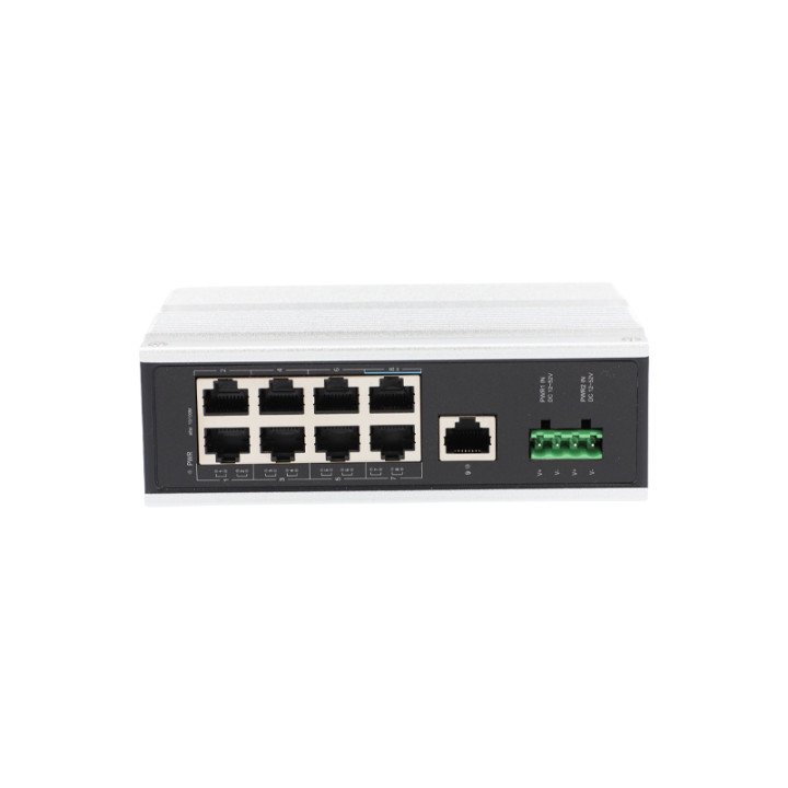 VidiLine ViDi-DF0801FE 8-Port PoE Switch, 80W Budget, DIN Rail, IP40