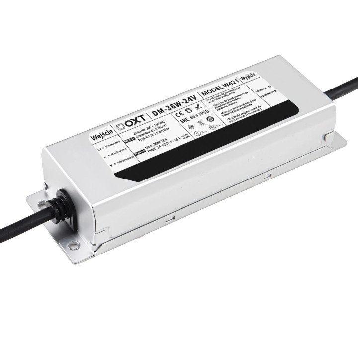 OXT Waterproof LED Power Supply 24V 36W 1.5A IP68 Hermetic Slim 5906203622603