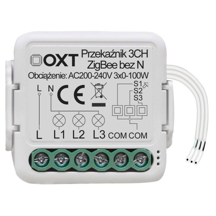 OXT Mini Relay 3-Circuit Module No-Neutral ZigBee TUYA