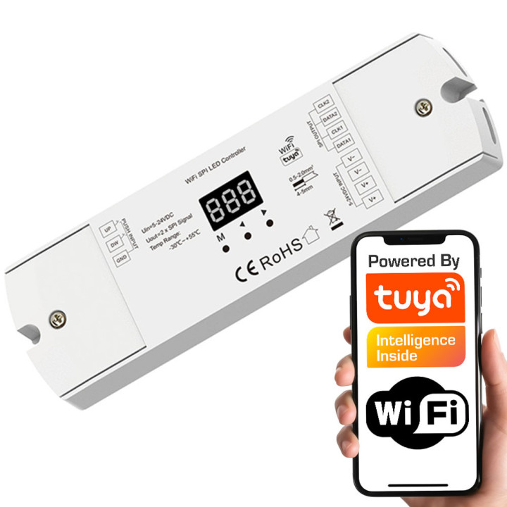 LED NEON RGBIC kontroller 5V–24V trepid 2x nupuga SD-seeria WiFi TUYA