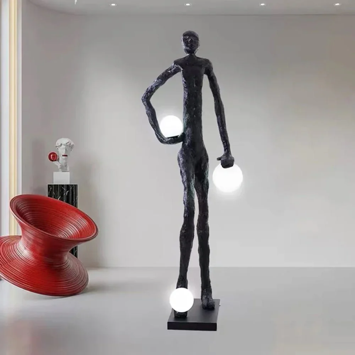 Immax SILUETTE Human Shadow 185 cm – skulptuurne põrandalamp, klaaskiud, must, 3xE27
