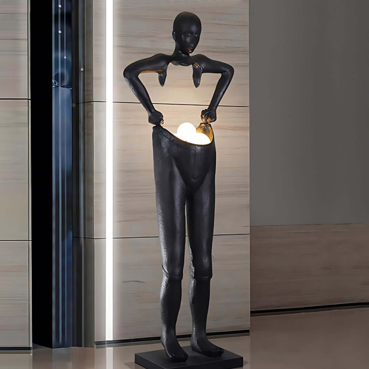 Immax SILUETTE Human Houdini 185 cm – Sculpture põrandalamp, klaaskiud, must, 4xG9