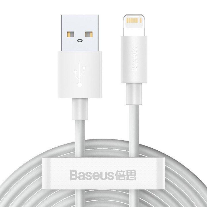 Baseus Simple Wisdom Data Cable Kit USB to Lightning 2.4A (2PCS/Set) 1.5m White