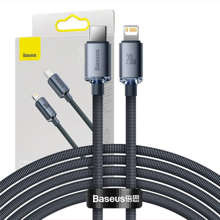 Baseus Crystal Shine USB-C to Lightning Cable, 20W PD, 2m (Black) CAJY000301