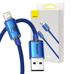 Baseus Crystal Shine USB to Lightning Cable, 2.4A, 1.2m (Blue)