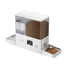 Rojeco 2 viename naminio gyvūno vandens fontanas 3,5 l ir tiektuvas 5 l mygtuko versija (balta)
