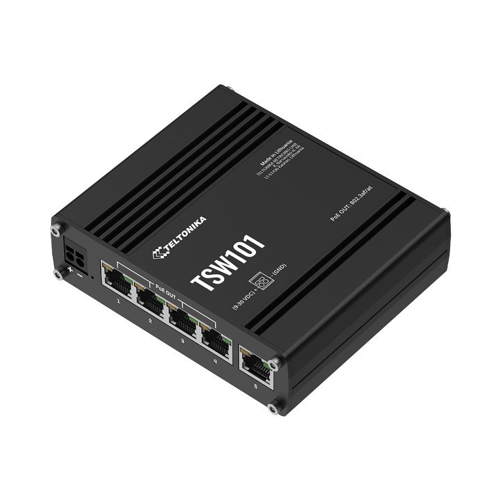 Teltonika TSW101 Industrial PoE Switch, 5 Ports (4 PoE)
