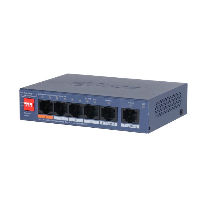 DAHUA CS4006-4GT-60-V2 PoE Switch, 4 Ports