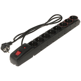 ACAR-S8-DUAL 8-vietīgs pagarinātājs ar USB lādēšanu, 230V maiņstrāva, aizsardzība pret pārslodzi