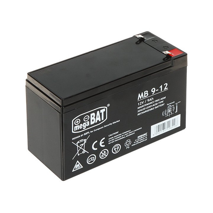 megaBAT 12V/9AH-MB Sealed Lead Acid Battery 12V 9Ah