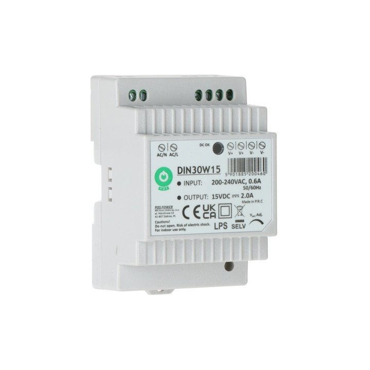 POS DIN30W15 DIN Rail Power Supply 30W 15V DC