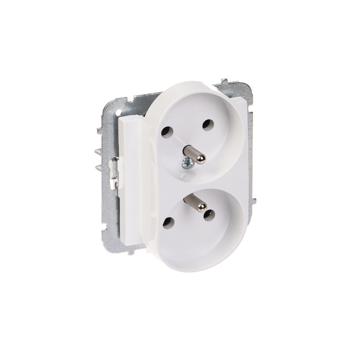 Elektro-Plast SANTRA/4143-10/EPN Dubultā sienas kontaktligzda 16A 230V E tipa (franču) – balta