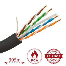 SAFIRE UTP6-305-BC-OUTDOOR Cat6 U/UTP Solid Bare Copper Outdoor Bulk Cable 305m