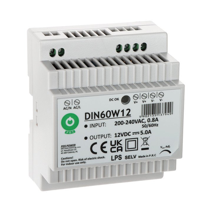 POS DIN60W12 60W 12V DIN Rail Power Supply