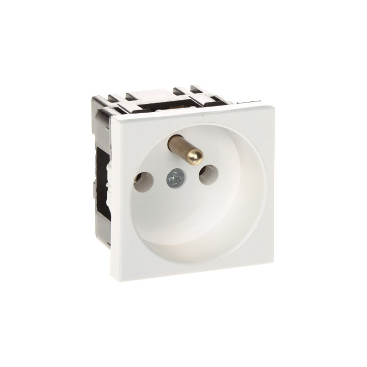 STASINSKI GN-230-1P/LS System 45 sienas kontaktligzda 16A 230V E tipa iemontējama balta