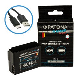 Запасная батарея Patona PT1402 для Panasonic DMW-BLC12, 1100mAh, Li-Ion с зарядкой через USB-C