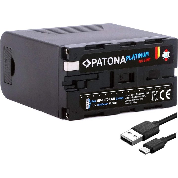 Patona PT1377 Battery Sony NP-F970/F960/F950 10500mAh Li-Ion Platinum USB-C with PD36