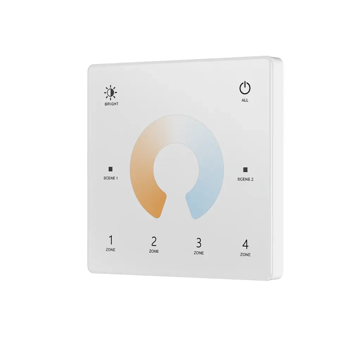 Kaugjuhtimispult CCT LED-paneel õhuke valge seinale kinnitatav 4-tsooniline LED RF 2,4 GHz SD-seeria