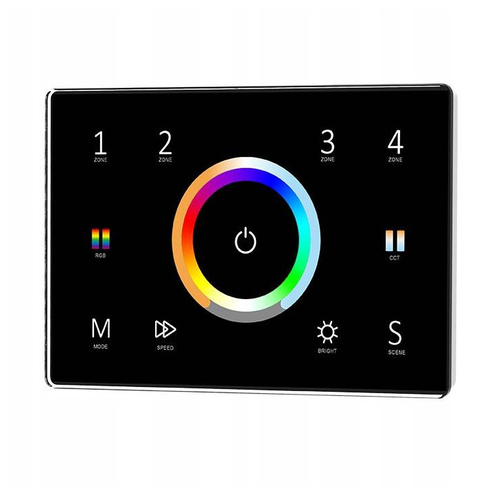 Kaugjuhtimispult RGB+CCT kontrolleri jaoks 4 Zones Panel 230V Black SD Series