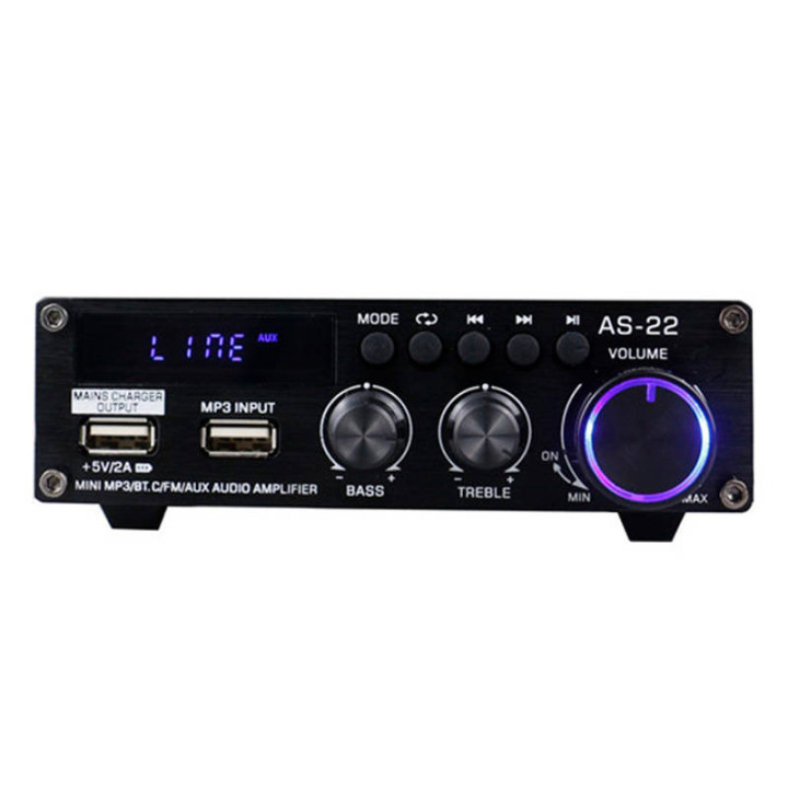 BliTZWOlF AS-22 Audio Amplifier, 45W, Bluetooth 5.0, USB + Remote Control (Black)