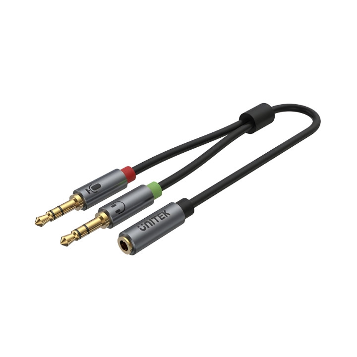 UNITEK Y-C957ABK Audio Splitter Adapter 2 x Jack TRS 3.5 mm Plug / Jack TRRS 3.5 mm Socket 0.2 m