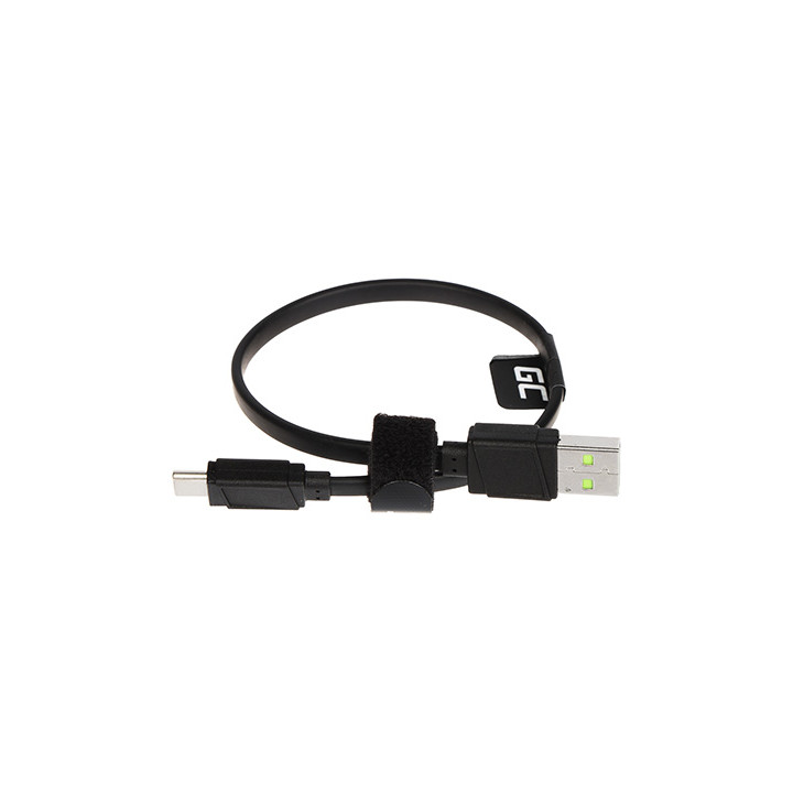 USB-kaapeli - USB-C Green Cell GCmatte, 25 cm, Ultra Charge, QC 3.0