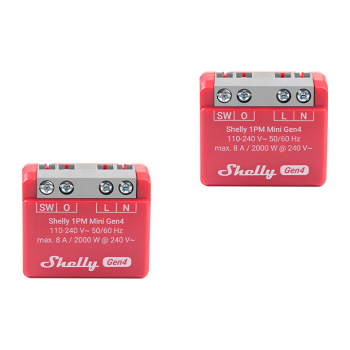 Контроллеры Shelly 1PM Mini Gen4, комплект из 2 шт., Zigbee/Matter