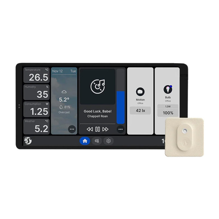 Dvigubas valdymo skydelis Shelly Wall Display X2 WiFi/BLU (sidabrinis) + BLU H&T