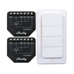 Set of 2 WiFi Shutter Controllers for Blinds/Curtains Shelly Shutter + BLU RC Button 4