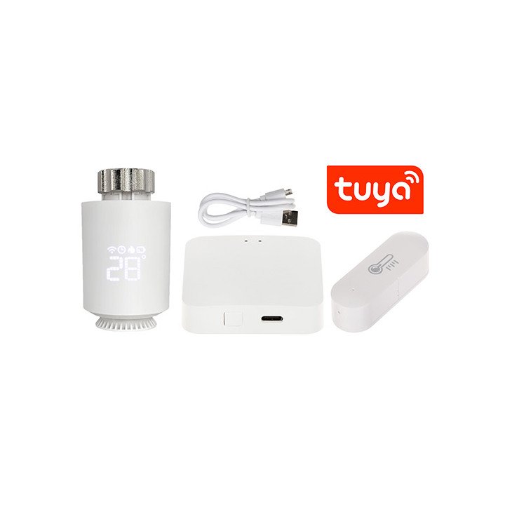 ATLO ATLO-TH-TUYA-1 Smart Thermostatic Valve Set with Temperature Sensors, ZigBee, Tuya Smart