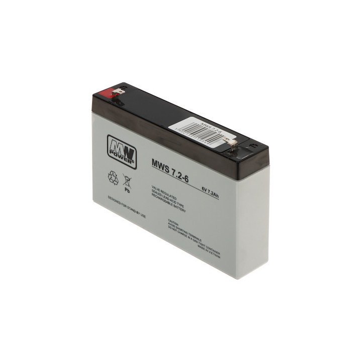 MW Power 6V/7.2AH-MWS Sealed Lead Acid Battery 6V 7.2Ah