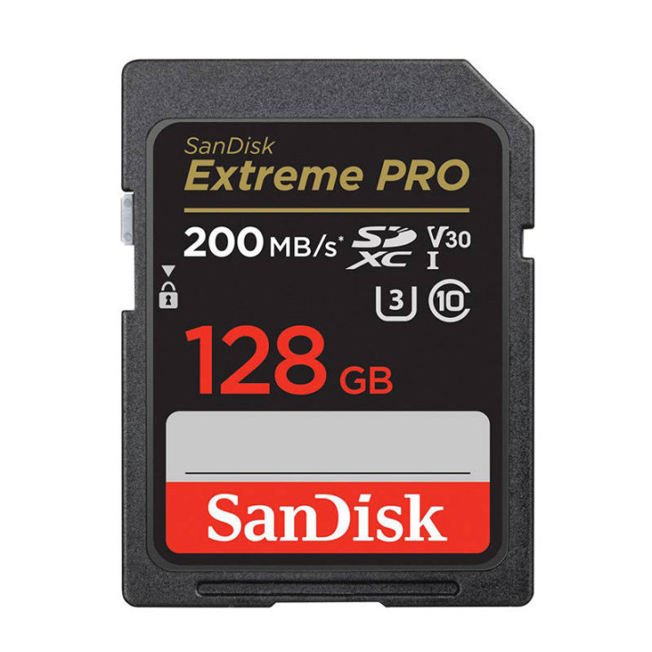 Atmiņas karte SANDISK EXTREME PRO SDXC 128GB 200/90 MB/s UHS-I U3 (SDSDXXD-128G-GN4IN)