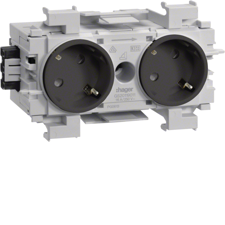 Hager GS20119011 2 grupu kontaktligzda 45° ar Wago iespiežamiem spailēm