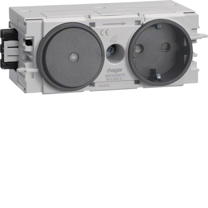 Hager GS11009011 pistikupesa lülitiga, Wago C-profiili klemmid