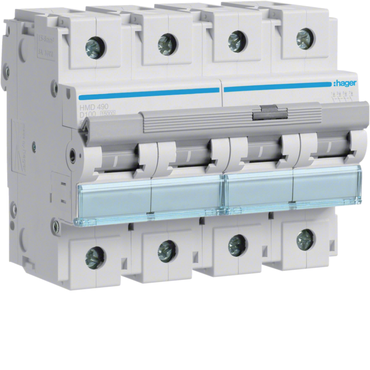 Hager HMD490 MCB 4P 15kA D-100A 6M