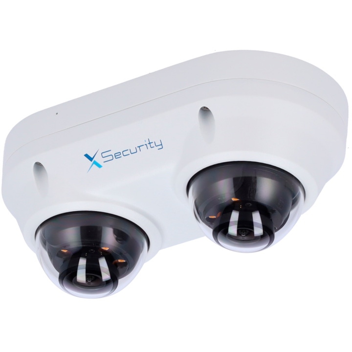 X-SECURITY XS-IPD850A-4P-DUAL 4MP dvigubo objektyvo IP67 kupolinė kamera su Wi-Fi, PoE, IR 30 m, įmontuotu mikrofonu