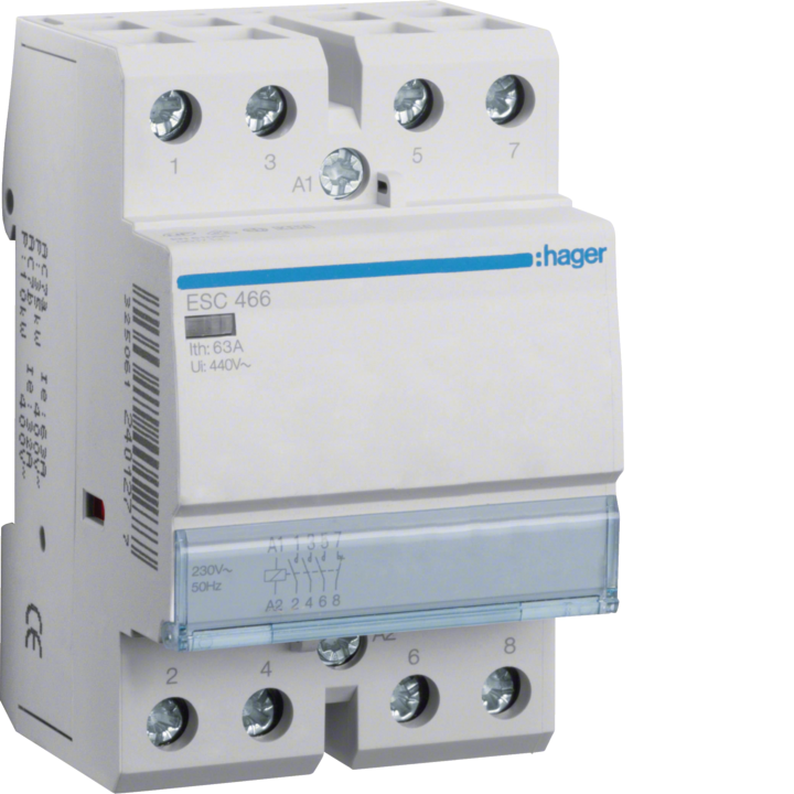 Hager ESC466 Modular Contactor 63A 3NO+1NC 230V