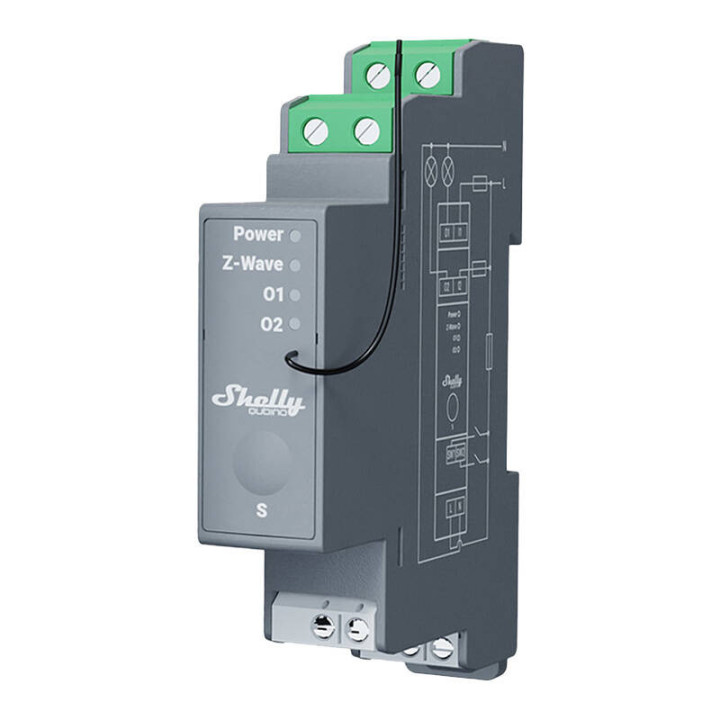 Shelly WavePro2 DIN Rail Relay, 2-Channel, Z-Wave