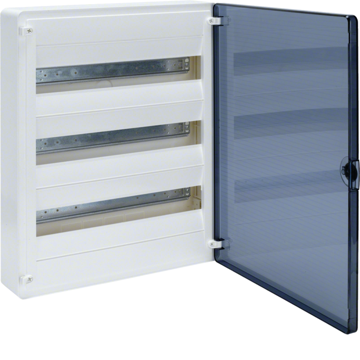 Hager VS318TD Surface Mount Distribution Board, 54 Modules, Transparent Door, IP40