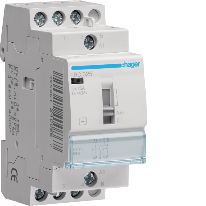 Hager ERC325 Override Contactor 25A 3NO 230V AC