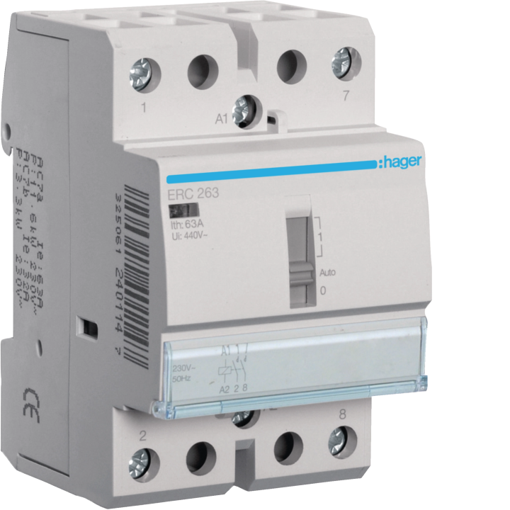 Hager ERC263 Override Contactor 63A 2NO 230V