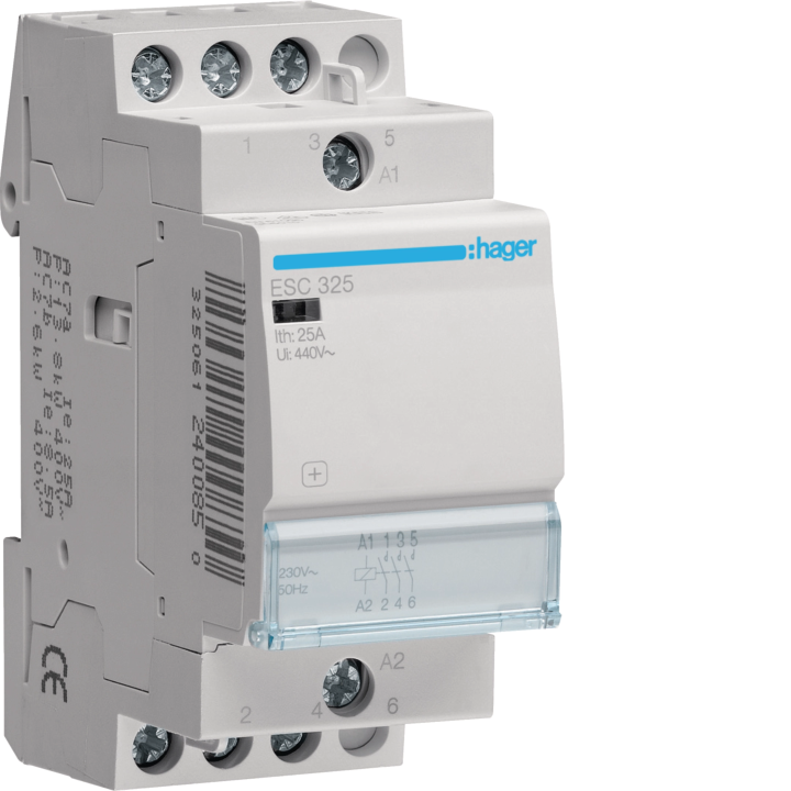 Hager ESC325 Contactor 25A 3NO 230V AC